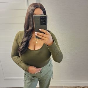 Olive green scoop neck bodysuit